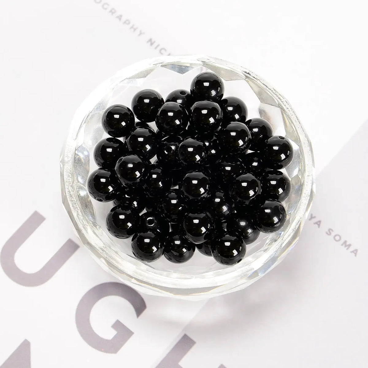 Beads - Black Onyx Smooth Round Beads 8mm 15.5" Strand
