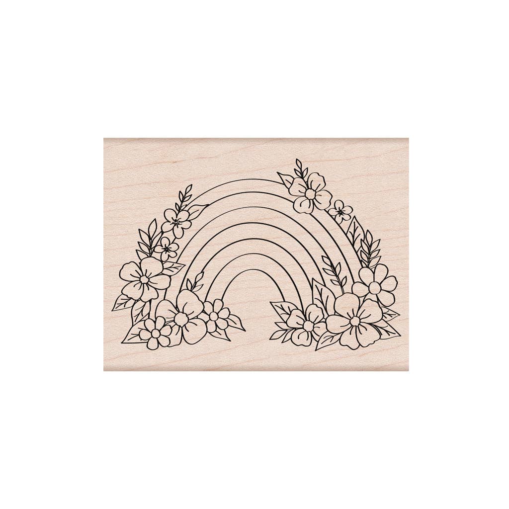 Stamp - Floral Rainbow Wood Stamp