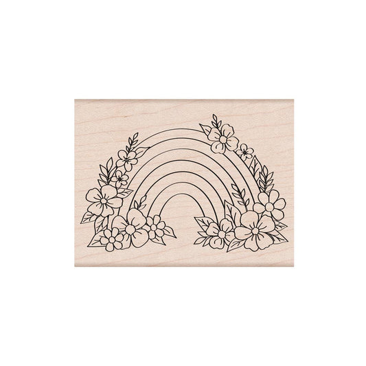Stamp - Floral Rainbow Wood Stamp