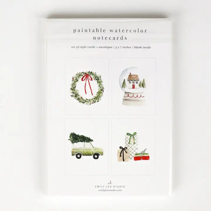 Notecards - Christmas Cheer Paintable Watercolor Notecard Set
