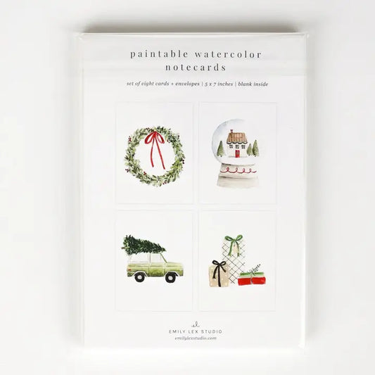 Notecards - Christmas Cheer Paintable Watercolor Notecard Set