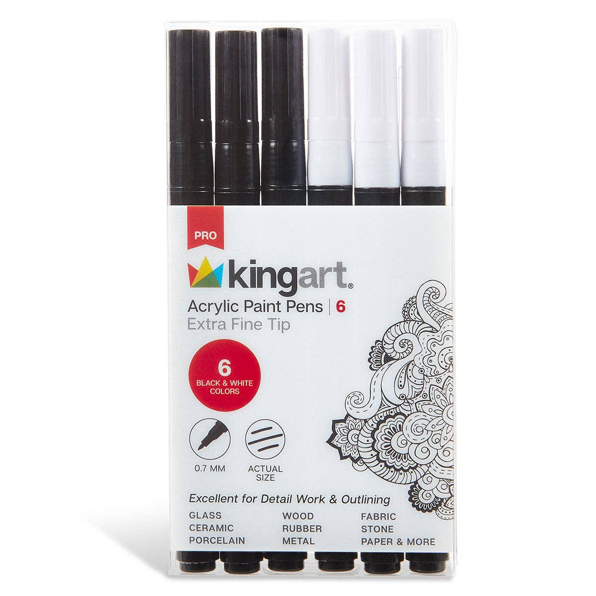 Paint Pens - Acrylic Extra Fine - Black & White 6 pc
