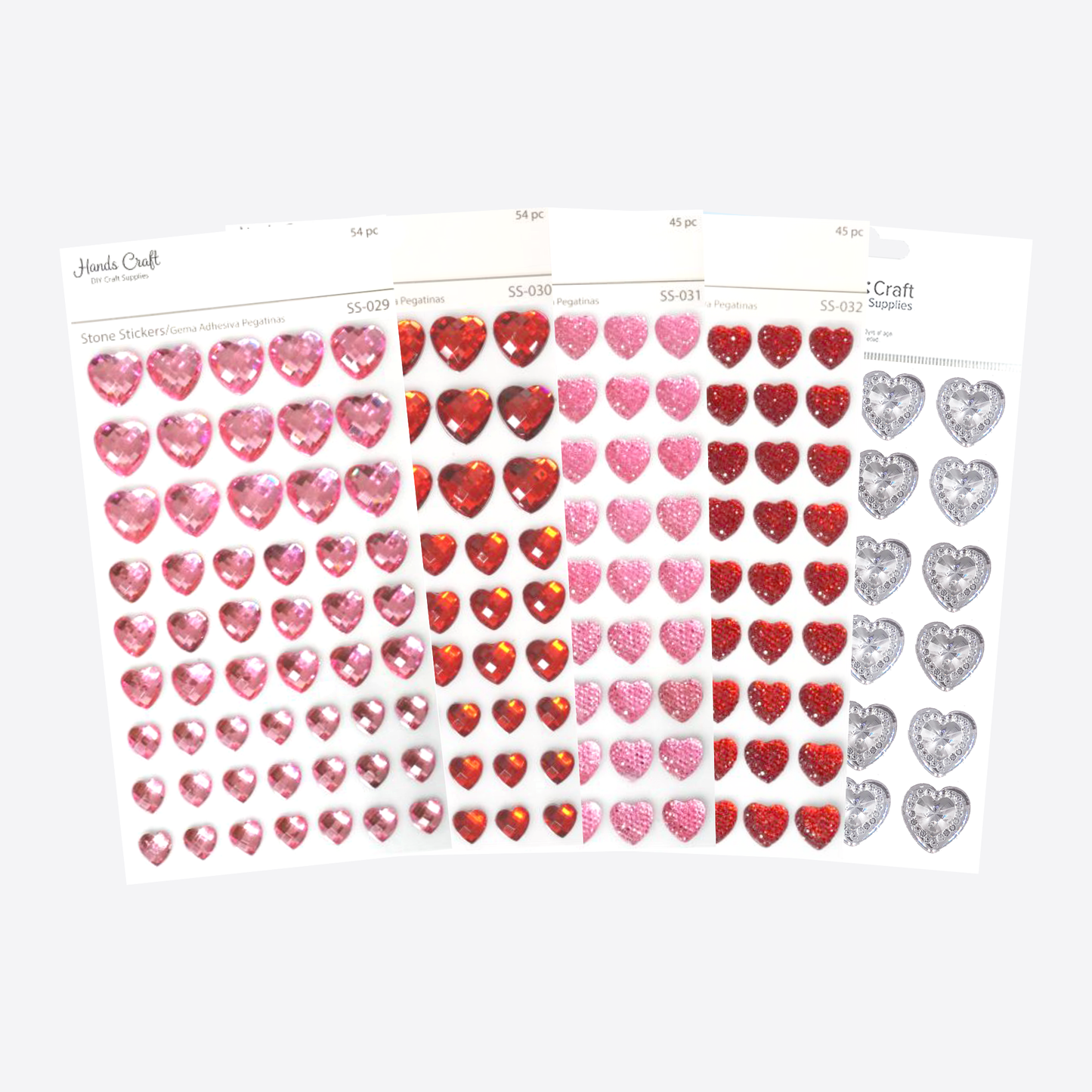 Stickers - Heart-shaped Rhinestone Sticker Red Heart