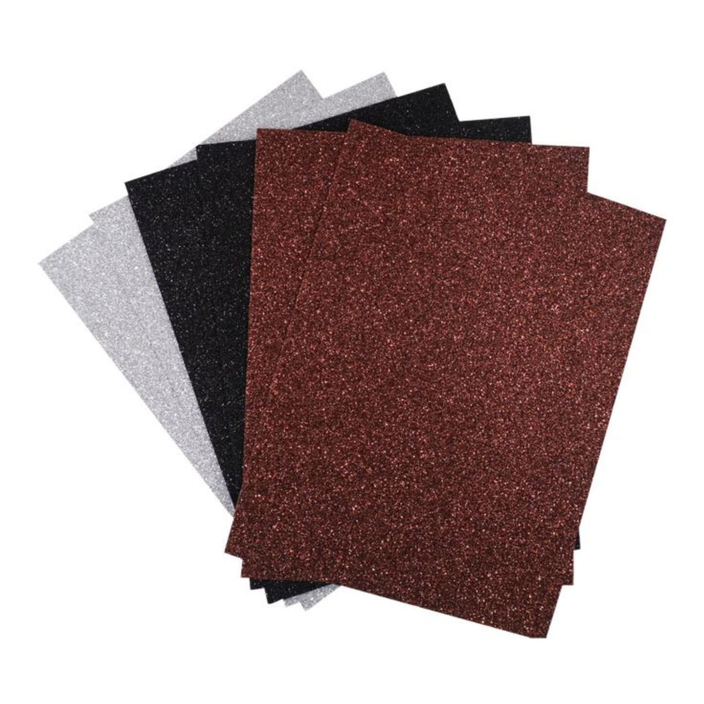 Foam Sheets - 6x8in 6-ct Glitter Silver/Black/Brown