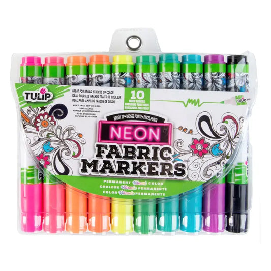 Marker - Brush-Tip Fabric Markers Neon 10 Pack