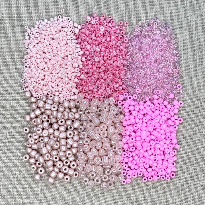 Beads - Jewelry - Mixed Seed Bead Assortment, Pink 60gm