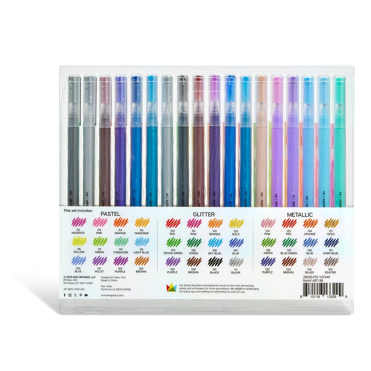 Gel Pens - 36 Glitter, Metallic & Pastel Colors