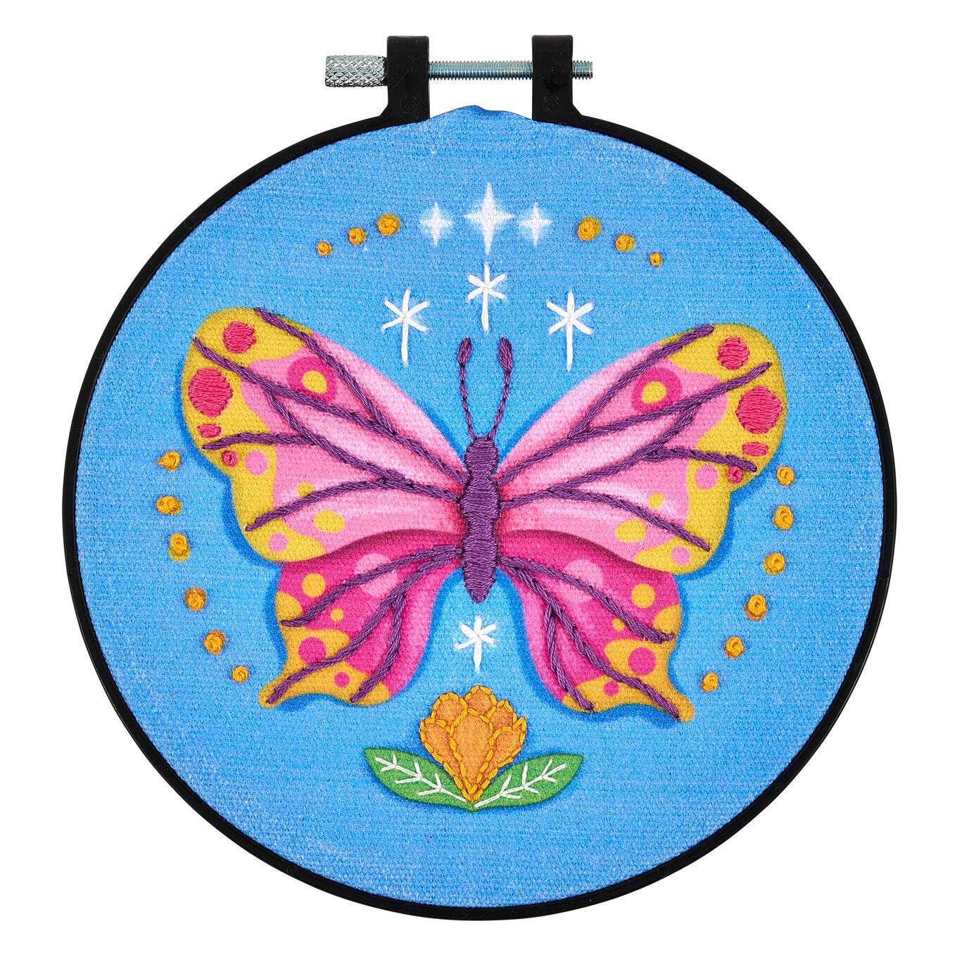 Stamped Embroidery Kit - Energetic Butterfly 6"