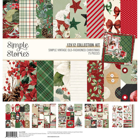 Scrapbook Paper - Simple Vintage Old-Fashioned Christmas - Collection Kit