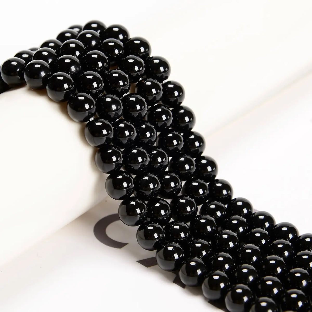 Beads - Black Onyx Smooth Round Beads 8mm 15.5" Strand