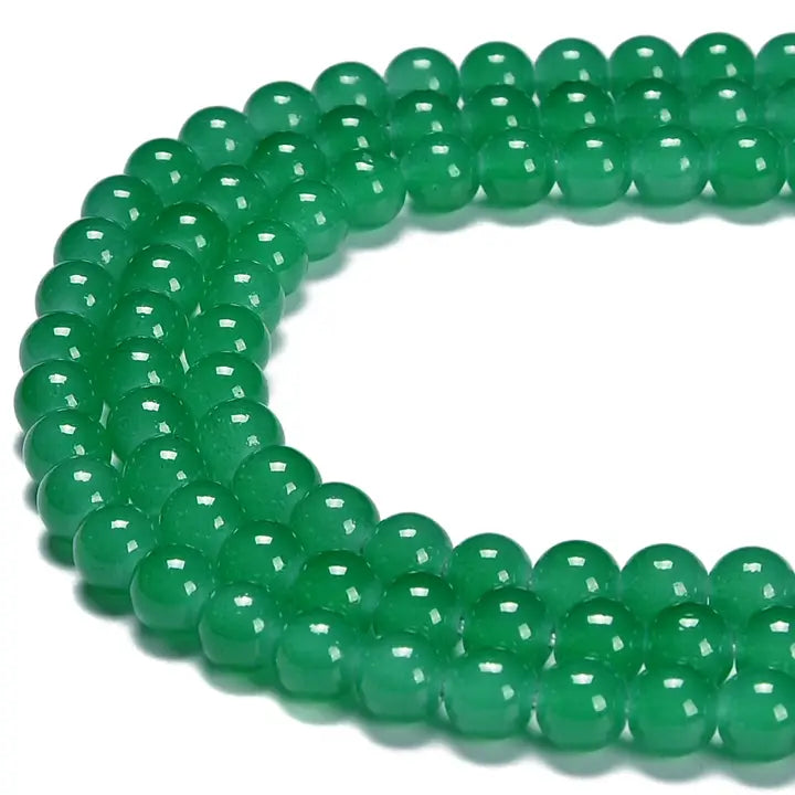 Beads - Green Crystal Glass Smooth Round Beads Size 10mm Approx 15.5" Strand