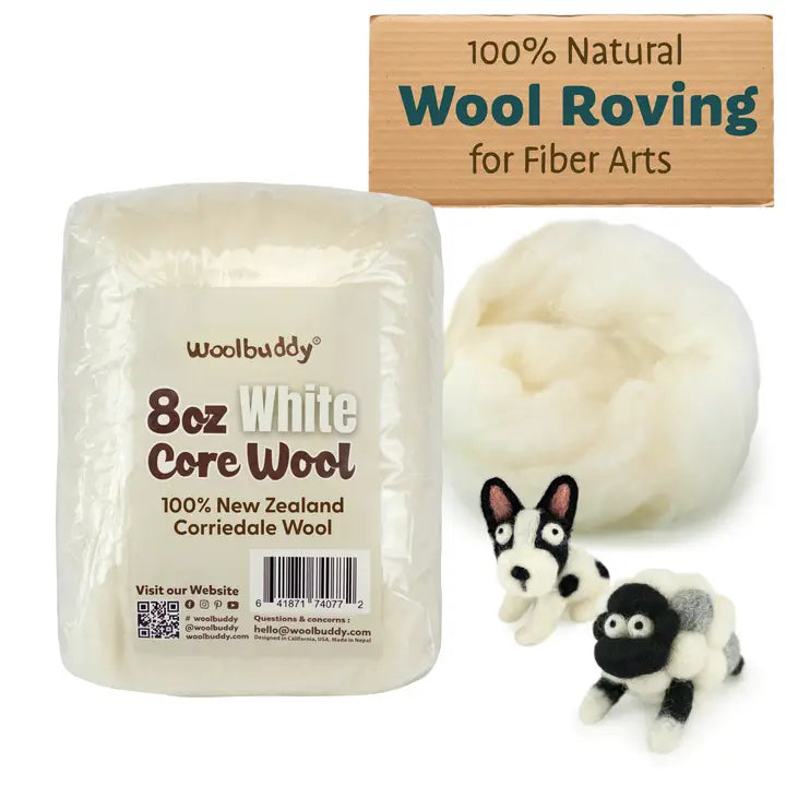 Felting - White - Needle Felting Wool Roving – 8oz Core Wool