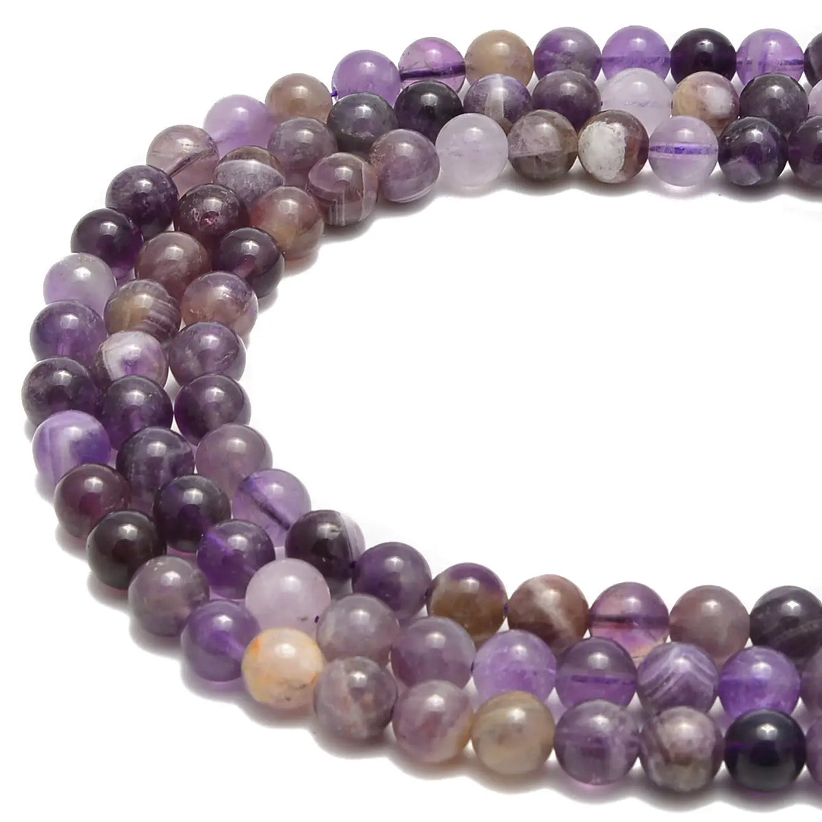 Beads - Multi-Color Amethyst Smooth Round Beads Size 6mm 15.5" Strand