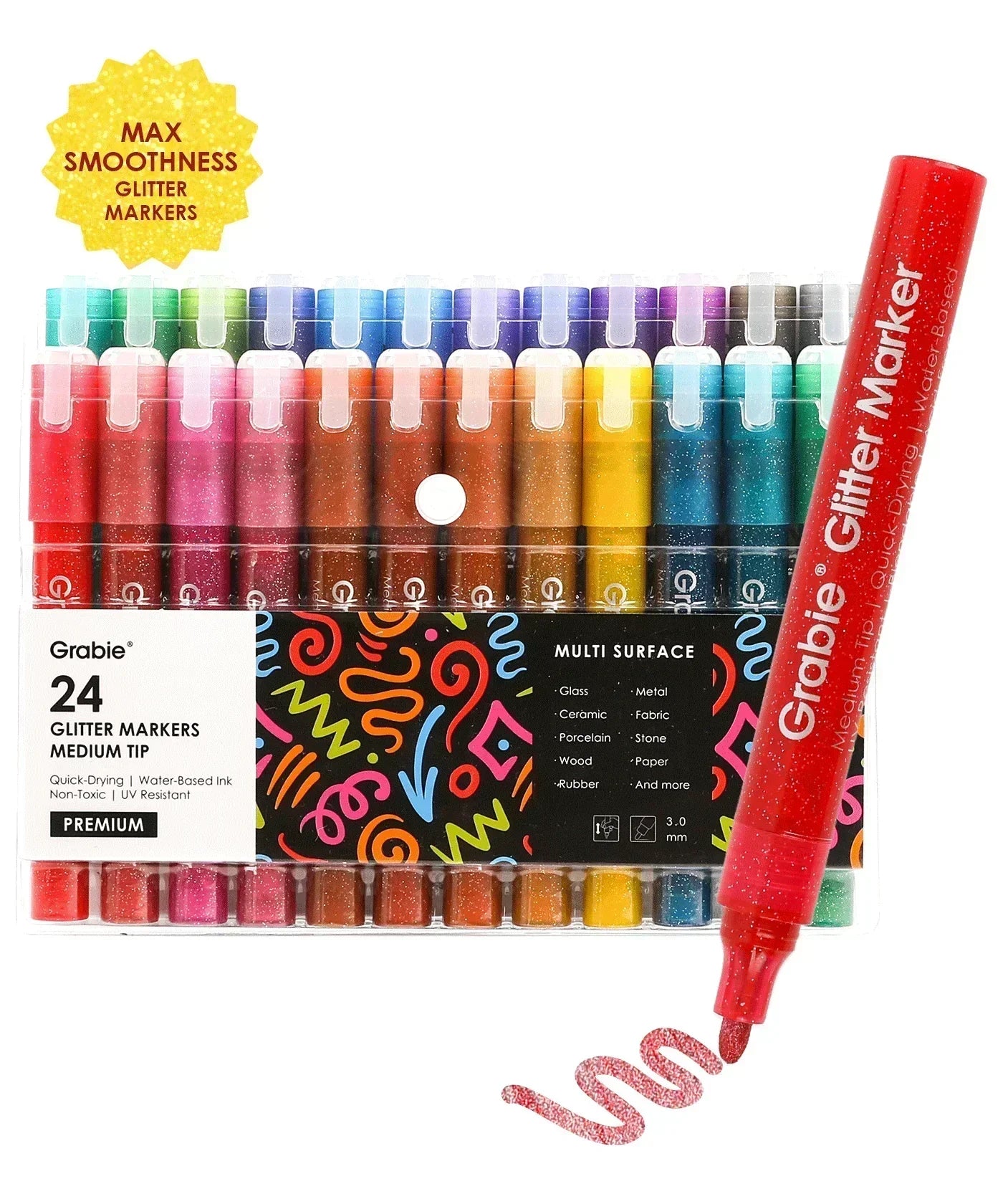 Markers - Iridescent Glitter Acrylic Paint Marker Set Of 24