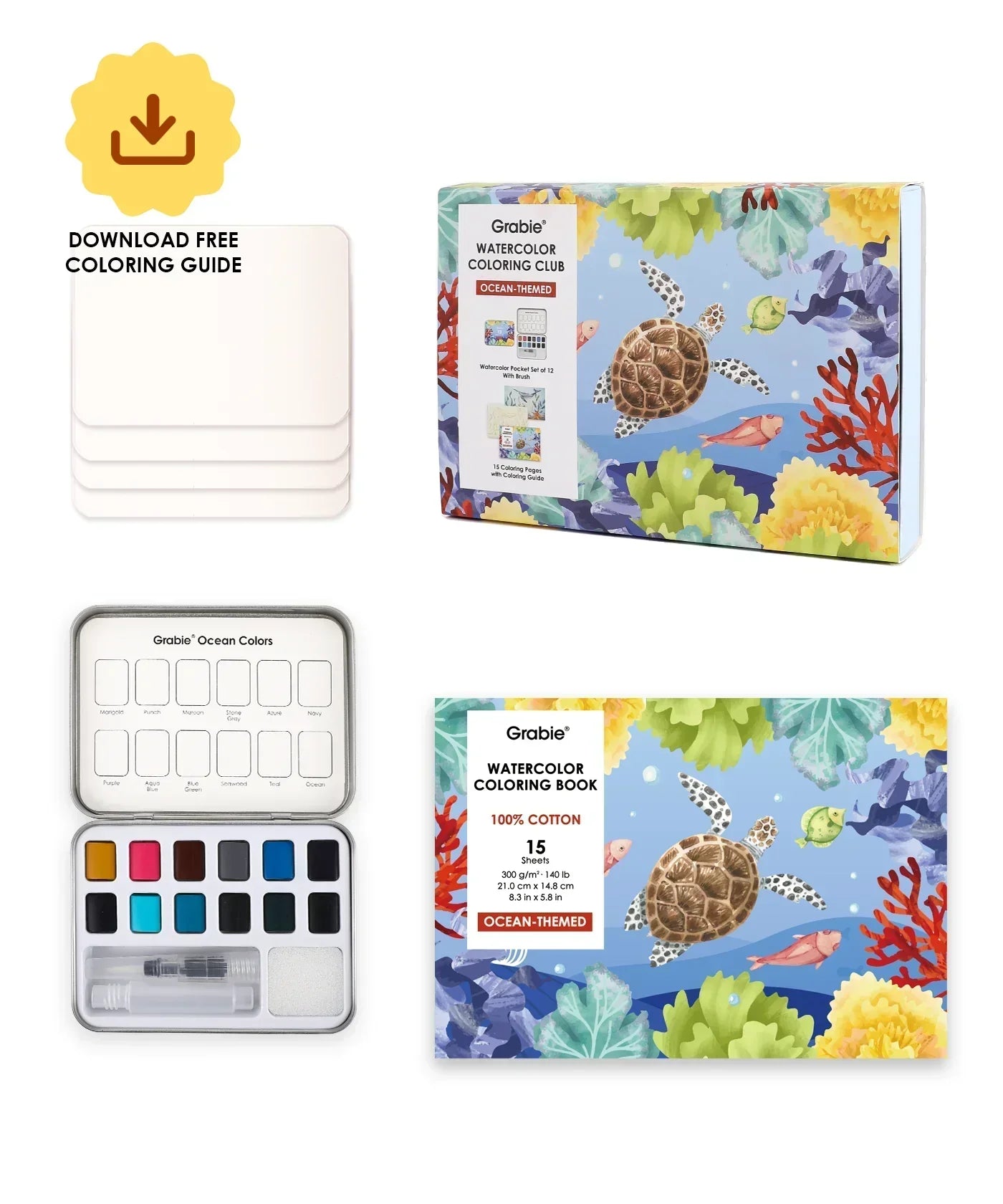 Art Kit - Watercolor - Ocean-Themed Watercolor Coloring Club Box
