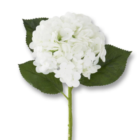 Flower - 13 Inch White Real Touch Hydrangea Single Stem