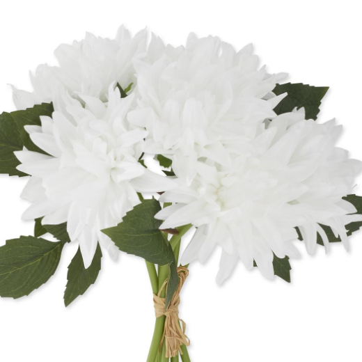 Flower - 12 Inch White Real Touch Dahlia Single Stem