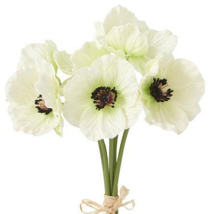 Flower - 11 Inch White Real Touch Mini Poppy Single Stem