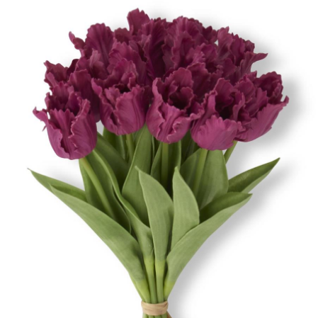Flower - 13 Inch Fuchsia Real Touch Parrot Tulip Single Stem