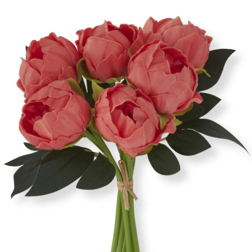 Flower - 12 Inch Coral Real Touch Peony Single Stem