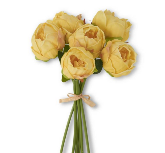 Flower - 12 Inch Yellow Real Touch Peony Single Stem