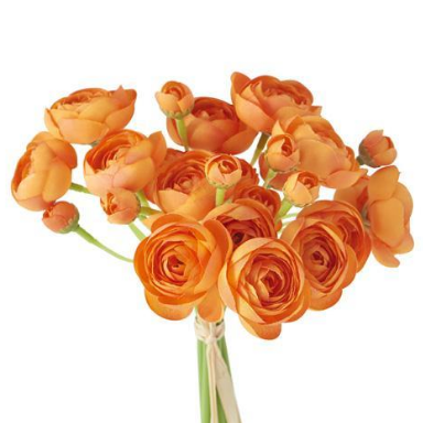 Flower - 11 Inch Orange Real Touch Mini Ranunculus Single Stem