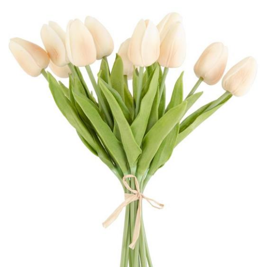 Flower - 13 Inch Light Peach Real Touch Mini Tulip Single Stem