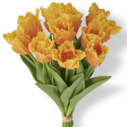 Flower - 13 Inch Light Orange Real Touch Parrot Tulip Single Stem