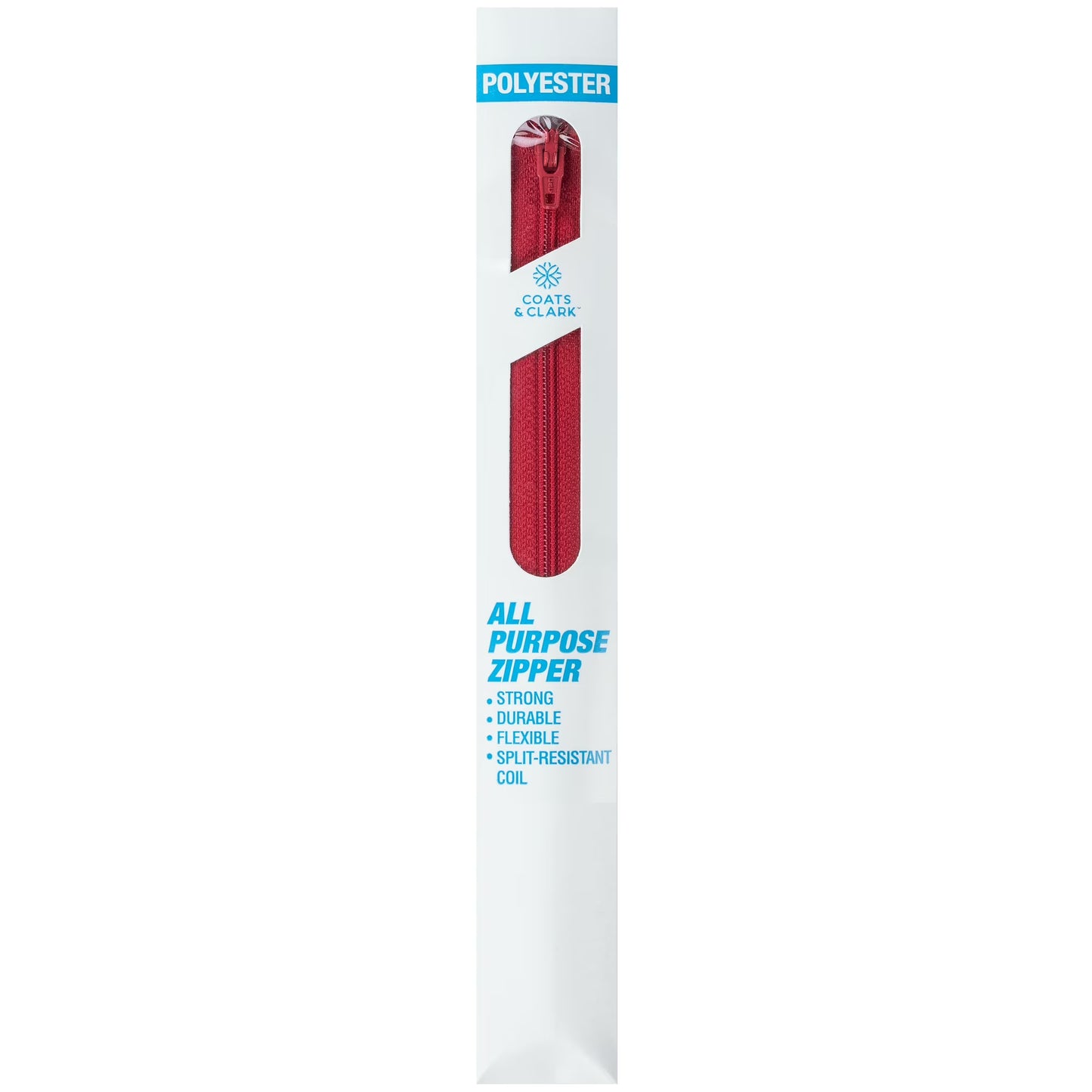Zipper - Coats All-Purpose Plastic Zipper 14" Atom Red