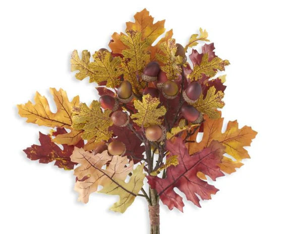 Flower - 18 Inch Multi Color Fall Oak Leaves Single Stem