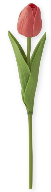 Flower - 13 Inch Coral & Peach Real Touch Mini Tulip Single Stem