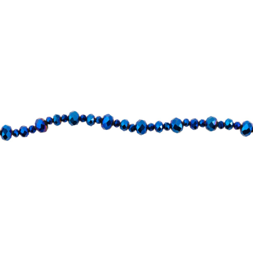 Beads - Cousin DIY Glass Strand 18in/40.6cm Metallic Blue Faceted Rondell