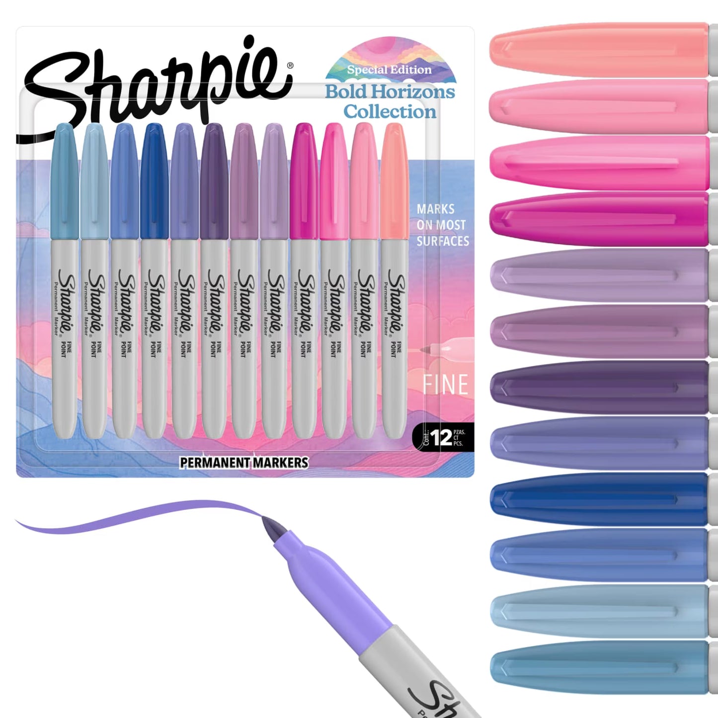 Markers - Sharpie Fine Point Permanent Markers 12/Pkg Sorbet Skies