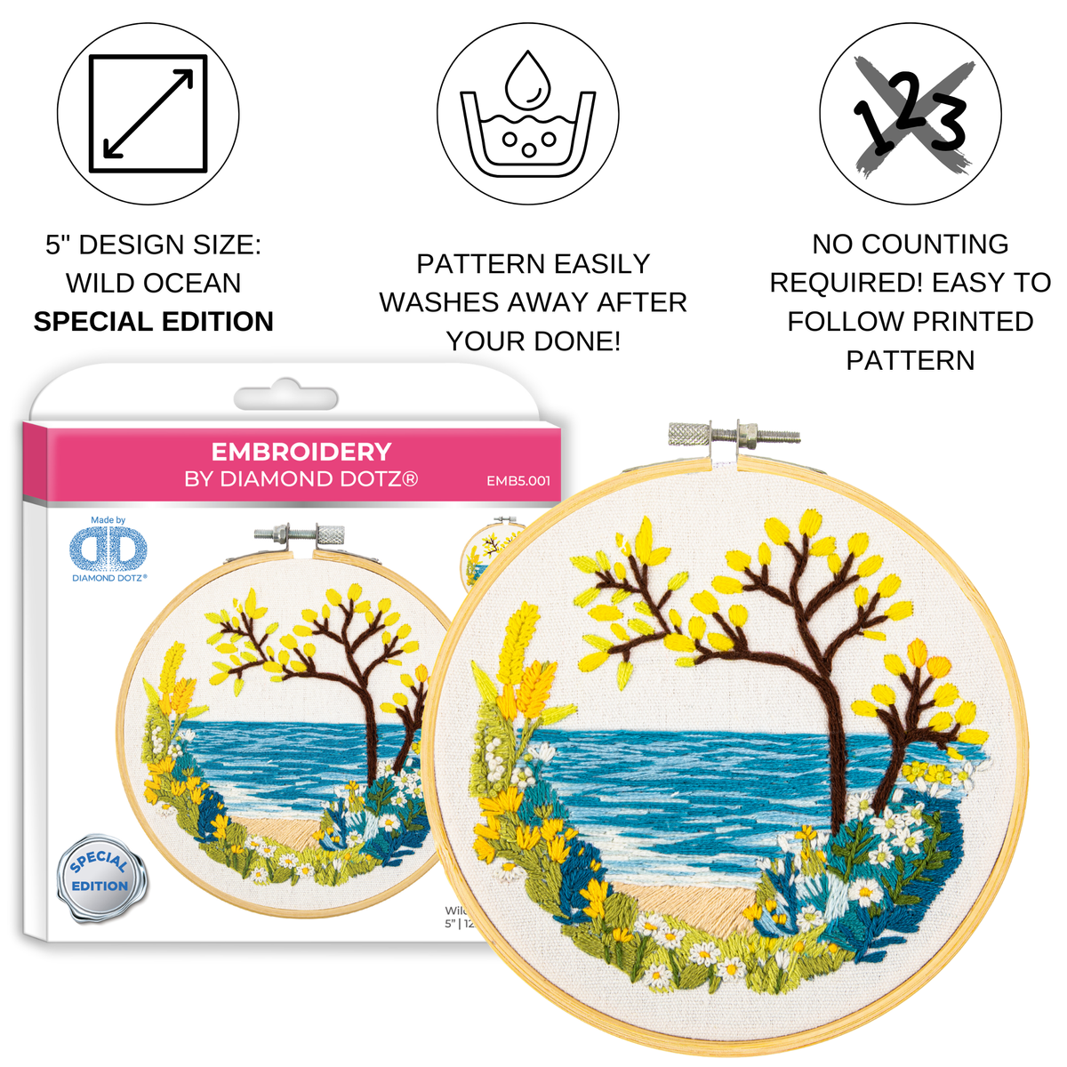 Cross Stitch - Diamond Dotz Wild Ocean Embroidery Kit - 5.0"