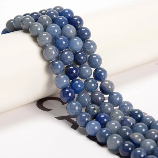 Beads - Blue Aventurine Smooth Round Beads 8mm 15.5" Strand