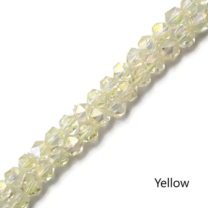 Beads - Yellow Crystal Glass Faceted Star Cut Round Beads 6mm 13" Strand