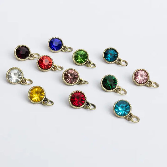 Jewelry - Antique Gold Birthstone Crystal Charms Set of 12