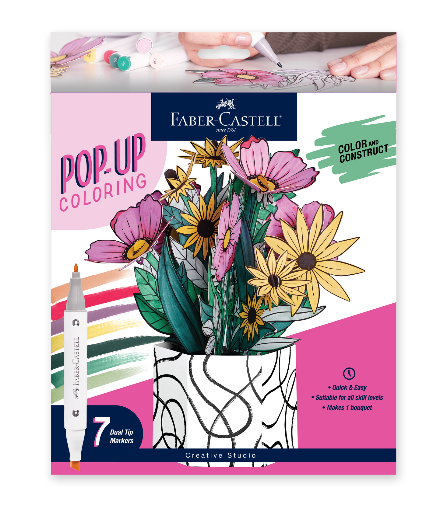 Coloring - Pop Up Coloring Wildflower Bouquet - Adult Coloring Craft