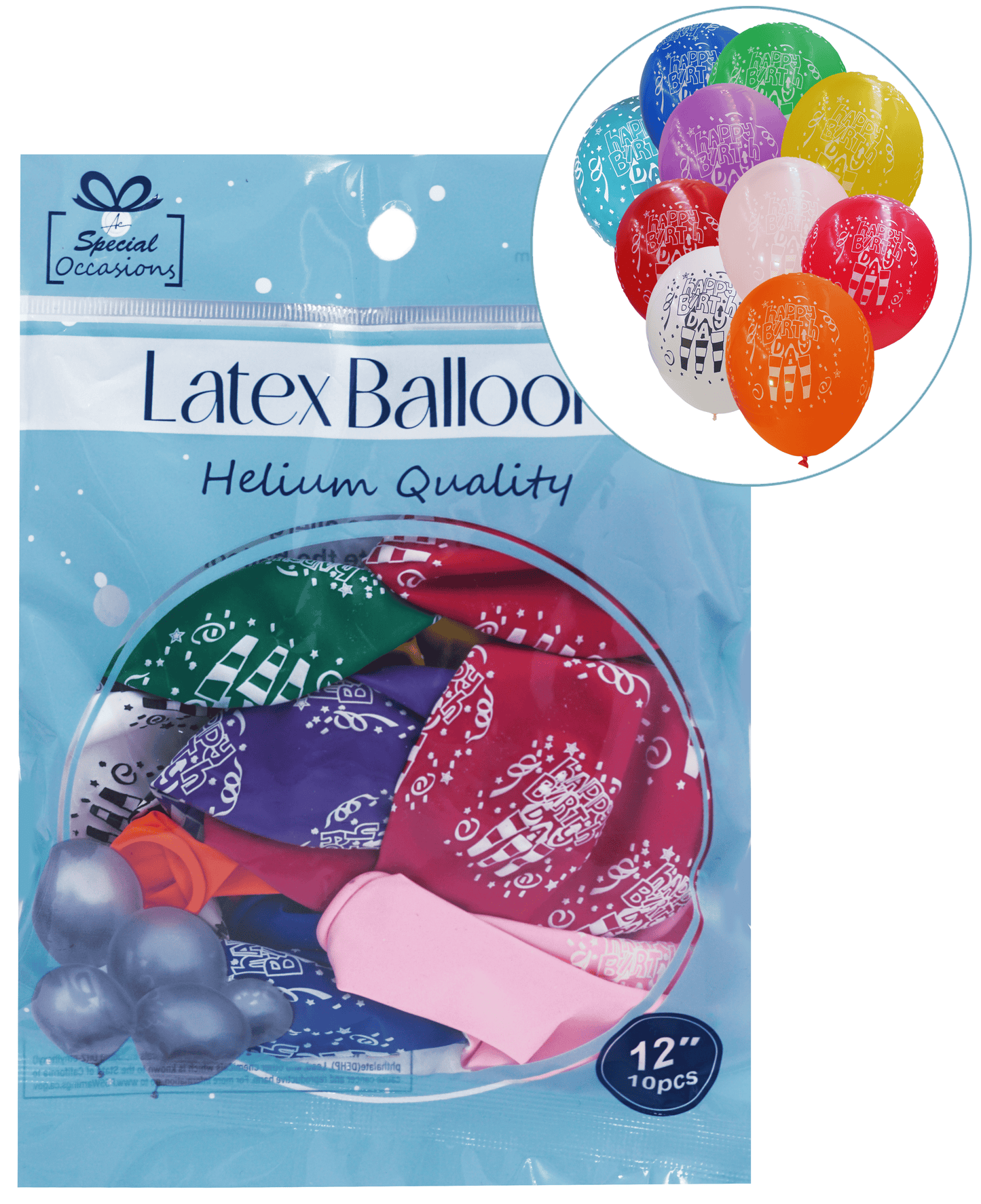 Balloons –Happy Birthday Latex Party Assorted Primary Colors