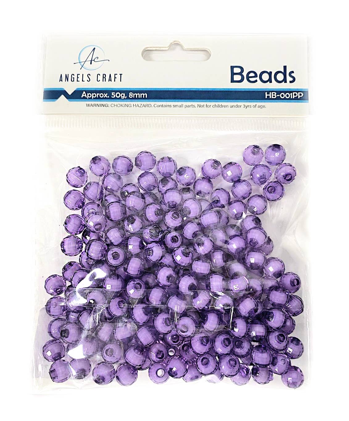 Beads - Faceted Acrylic Beads 8mm Purple