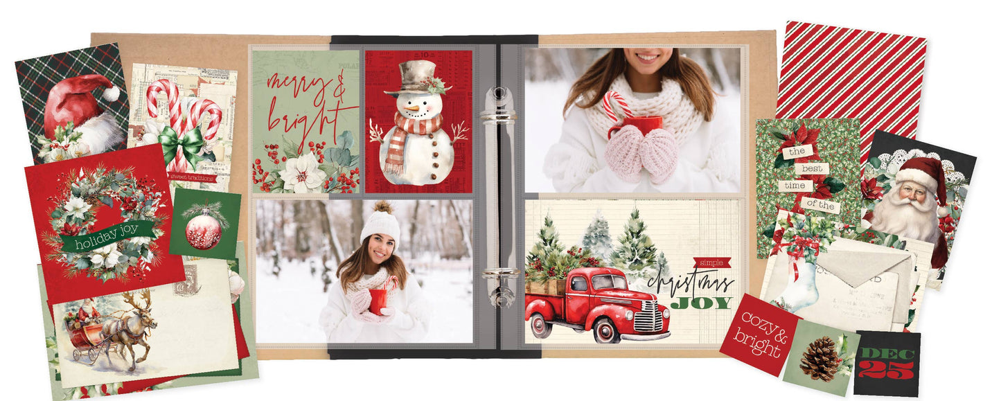 Scrapbook Paper - Simple Vintage Old-Fashioned Christmas - Collection Kit