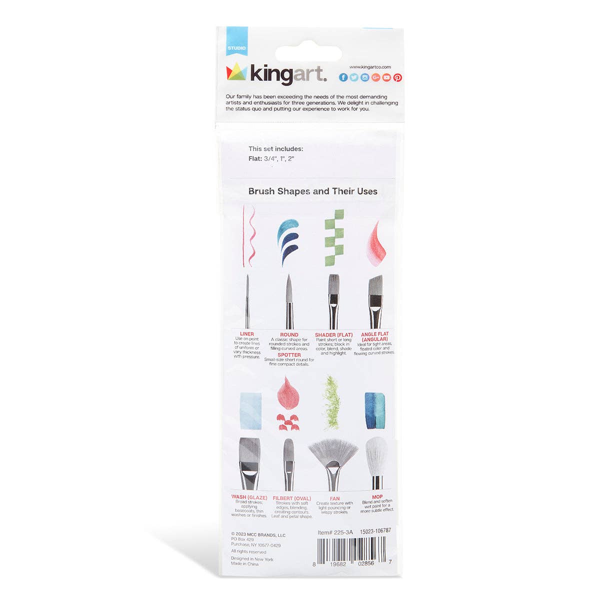 Paint Brush - Studio Mixed Media White Nylon Brush Set - 3 pc