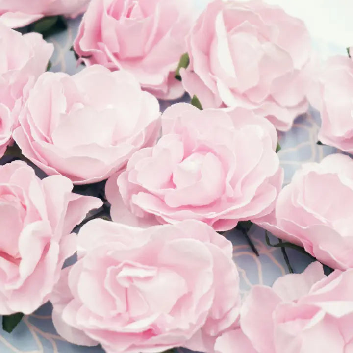 Embellishment - Pink Paper Roses with Wire