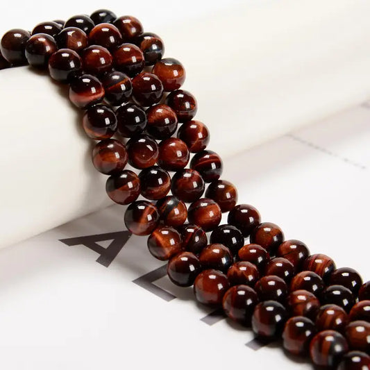 Beads - Red Tiger's Eye Smooth Round Beads 8mm 15.5" Strand