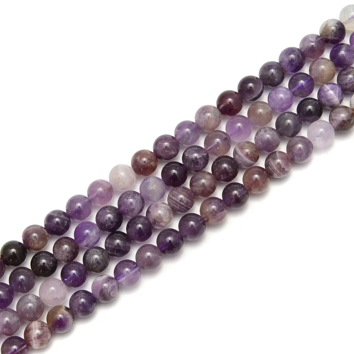 Beads - Multi-Color Amethyst Smooth Round Beads Size 6mm 15.5" Strand