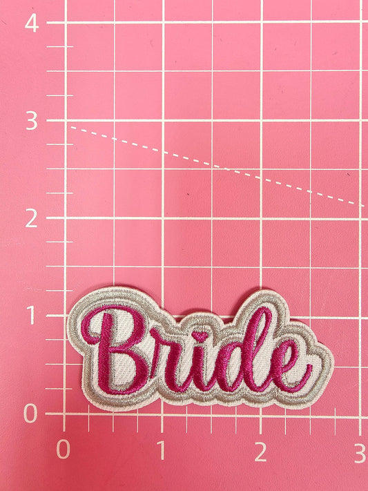 Patch - 'Bride' Pink Embroidery Iron On Patch