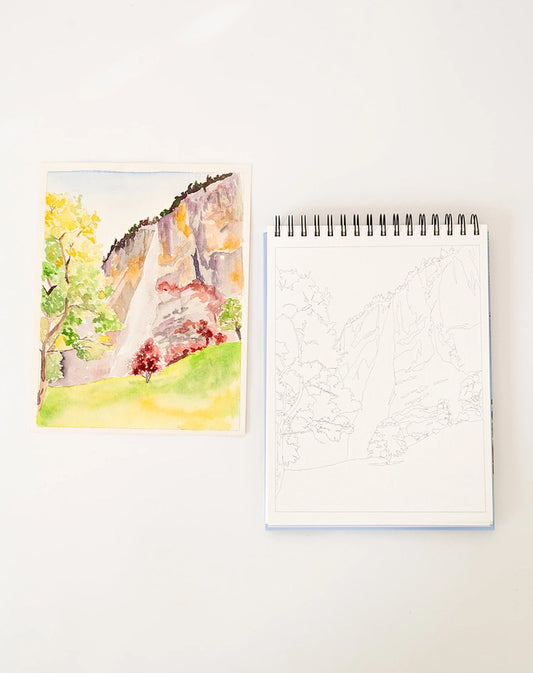 Paper - Landscape Watercoloring Book - Outlines with Video Tutorials