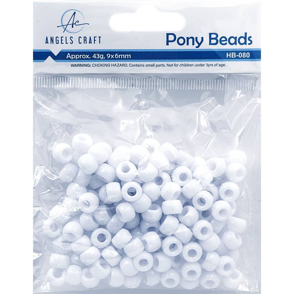 Jewelry - Pony Beads - 6x9mm White Plastic Beads for Bracelet Making