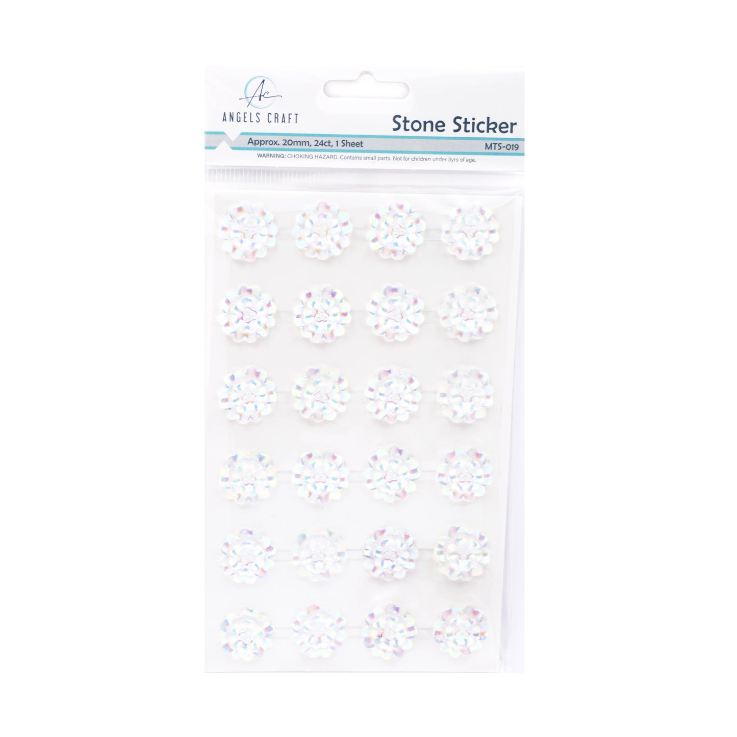 Stickers - Iridescent Flower Stone Stickers, 24-ct 19mm