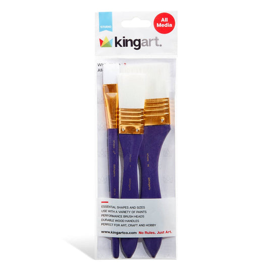 Paint Brush - Studio Mixed Media White Nylon Brush Set - 3 pc